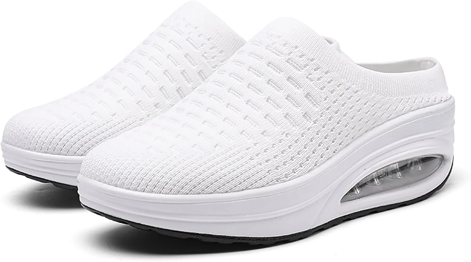 Women Fashion Mules Platfom Knit Open Back Sneakers Outdoor Slides Sandals Lightweight Walking Shoes