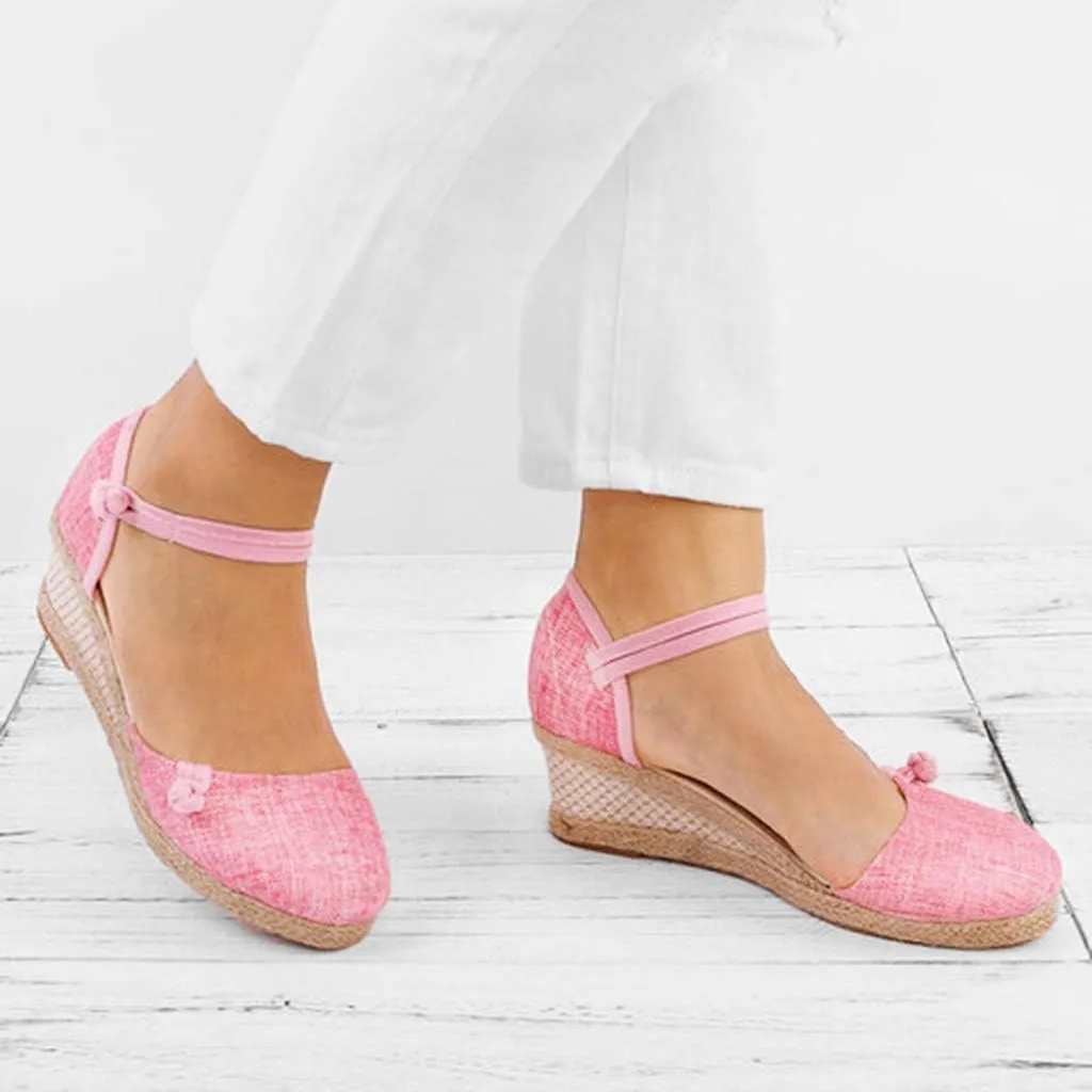 Women Ladies Retro Canvas Wedge Round Toe Casual Sandals Singles Shoes Sandals Platform Dirty Laundry for Women