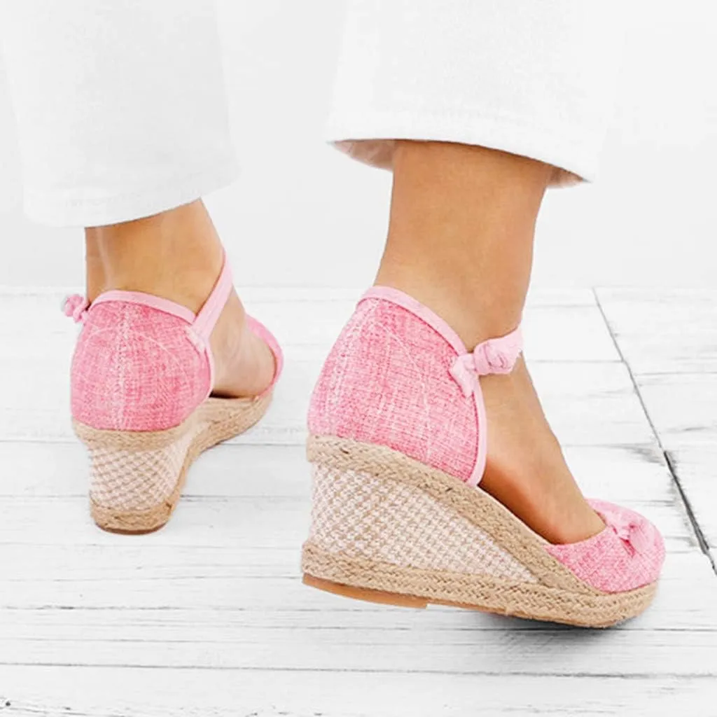 Women Ladies Retro Canvas Wedge Round Toe Casual Sandals Singles Shoes Sandals Platform Dirty Laundry for Women