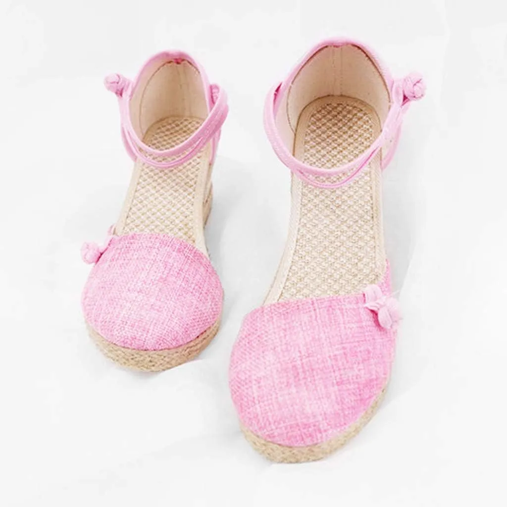 Women Ladies Retro Canvas Wedge Round Toe Casual Sandals Singles Shoes Sandals Platform Dirty Laundry for Women