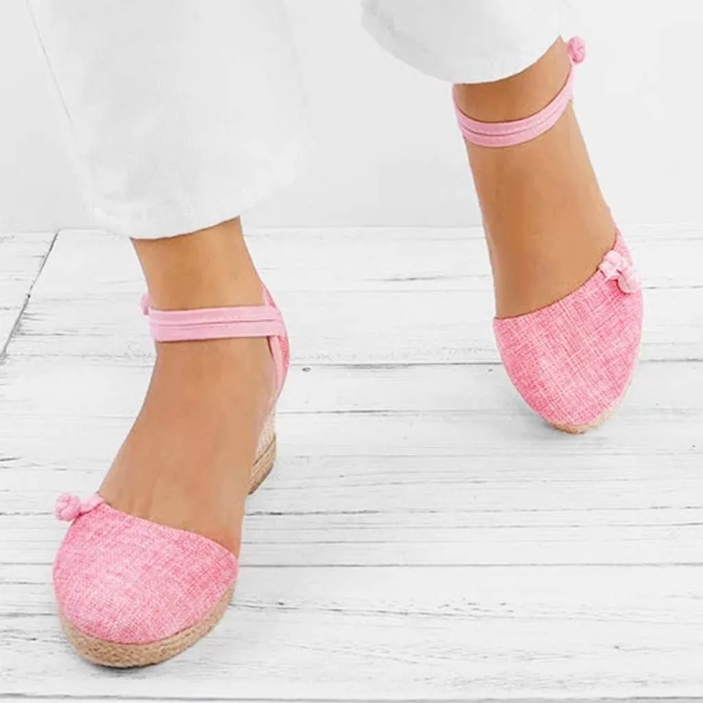 Women Ladies Retro Canvas Wedge Round Toe Casual Sandals Singles Shoes Sandals Platform Dirty Laundry for Women