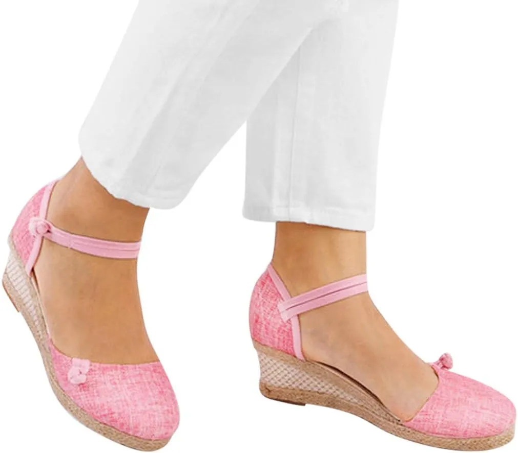Women Ladies Retro Canvas Wedge Round Toe Casual Sandals Singles Shoes Sandals Platform Dirty Laundry for Women