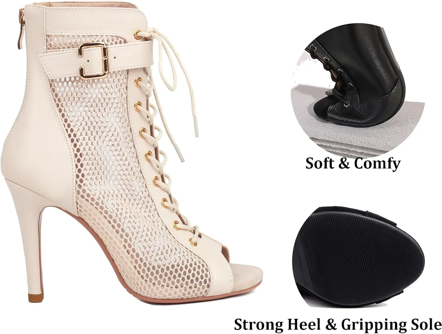 Women Mesh Heels Gladiator Sandals Stiletto