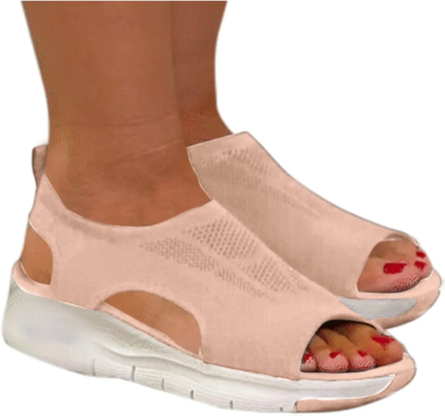 Women Orthopedic Walking Sandals Breathable Mesh Wedge Heels Dressy Summer Shoes Arch Support Adjustable Straps Casual Open Toe Flip Flops