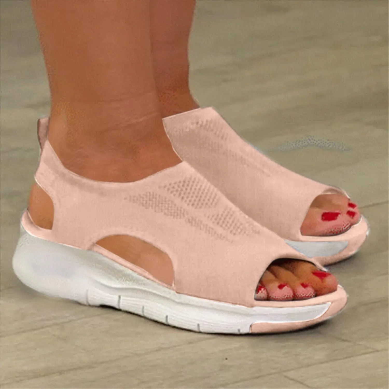 Women Orthopedic Walking Sandals Breathable Mesh Wedge Heels Dressy Summer Shoes Arch Support Adjustable Straps Casual Open Toe Flip Flops
