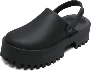 Women Platform Thick Soled Slippers,Beige Slip On Clogs Casual Non Slip Home Lazy Waterproof Fashion Sandals