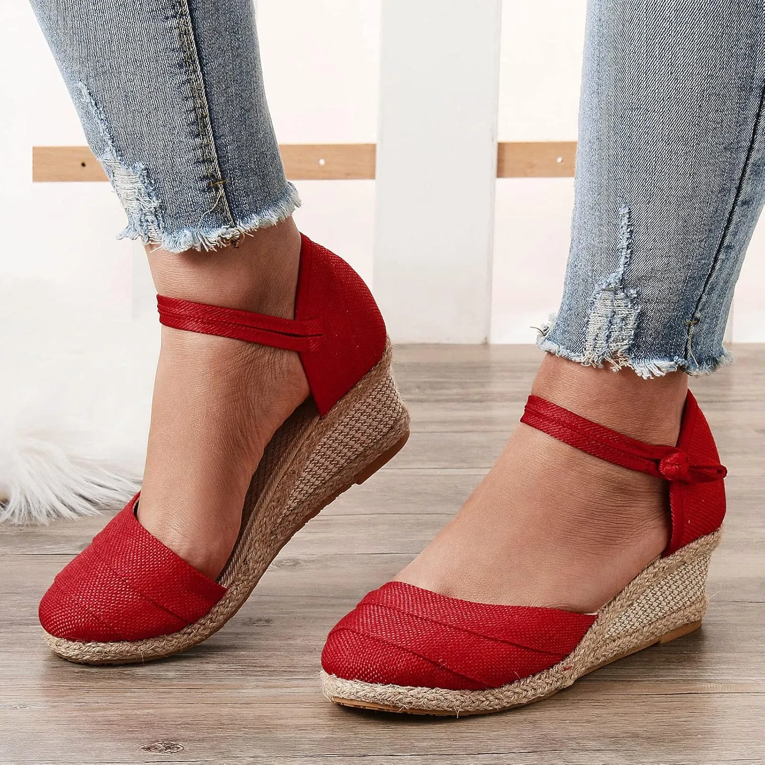 Women Ripple Sandals Platform Wedge Sandals Fashion Versatile Braided Buckle Breathable Wedge S Women Sandals Wide
