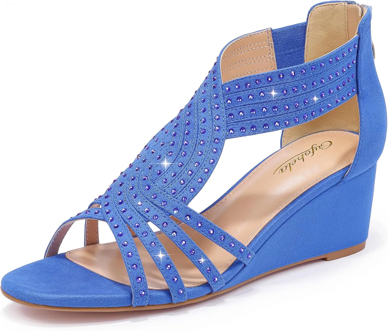Women Wedge Sandals Sparkly Rhinestone Open Toe Fashion Dressy Sandals Evening Wedding Prom Shoes