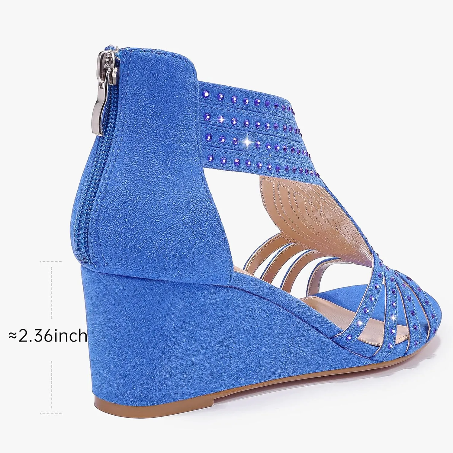 Women Wedge Sandals Sparkly Rhinestone Open Toe Fashion Dressy Sandals Evening Wedding Prom Shoes