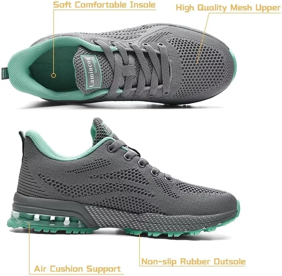 Womens Air Running Shoes Non Slip Tennis Walking Shoes Women Mesh Cushion Sneakers for Gym Workout Sports