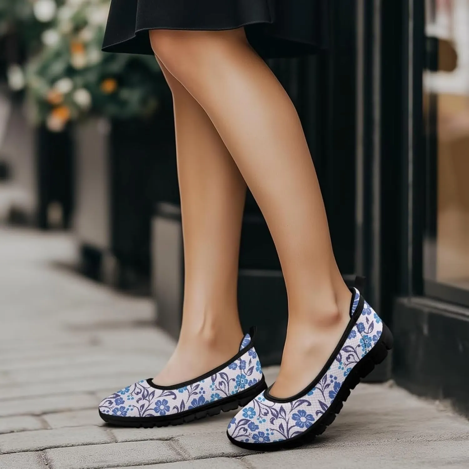 Women's Art Pattern Slip-On Sneakers Casual Low-Top Flat Dress Shoes Lightweight Soft Shoes Ladies Non-Slip Workout Holiday Shoes US Size 6-11