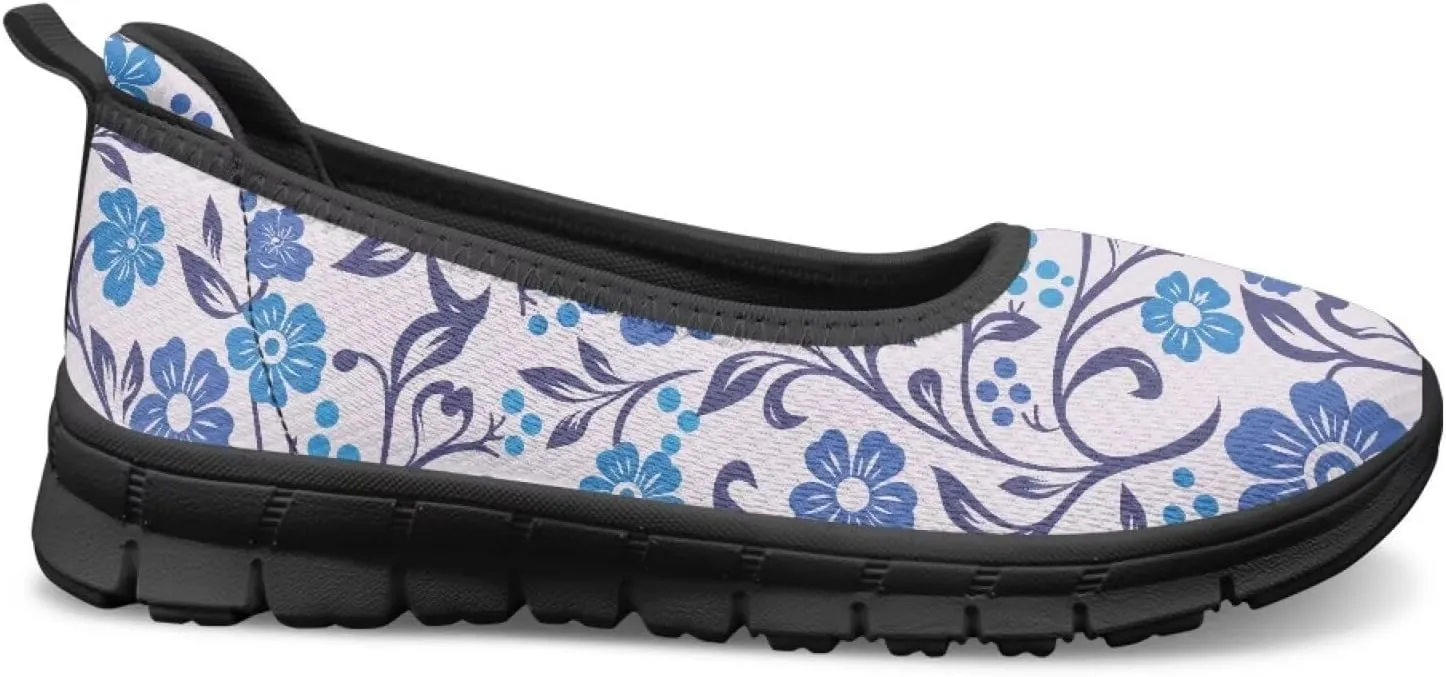 Women's Art Pattern Slip-On Sneakers Casual Low-Top Flat Dress Shoes Lightweight Soft Shoes Ladies Non-Slip Workout Holiday Shoes US Size 6-11