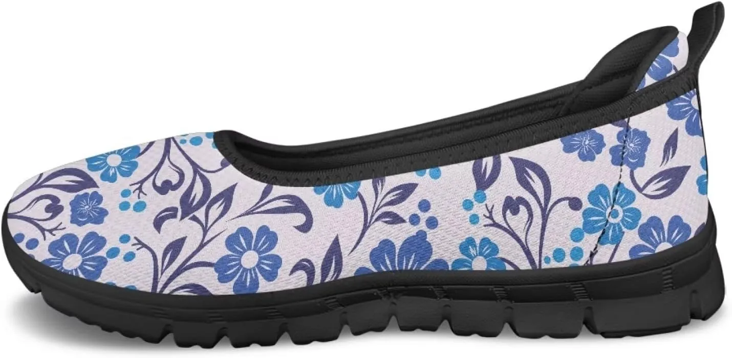 Women's Art Pattern Slip-On Sneakers Casual Low-Top Flat Dress Shoes Lightweight Soft Shoes Ladies Non-Slip Workout Holiday Shoes US Size 6-11