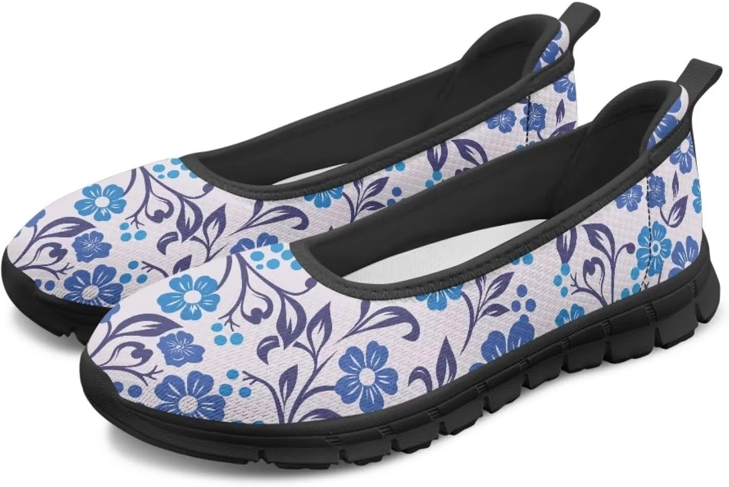 Women's Art Pattern Slip-On Sneakers Casual Low-Top Flat Dress Shoes Lightweight Soft Shoes Ladies Non-Slip Workout Holiday Shoes US Size 6-11