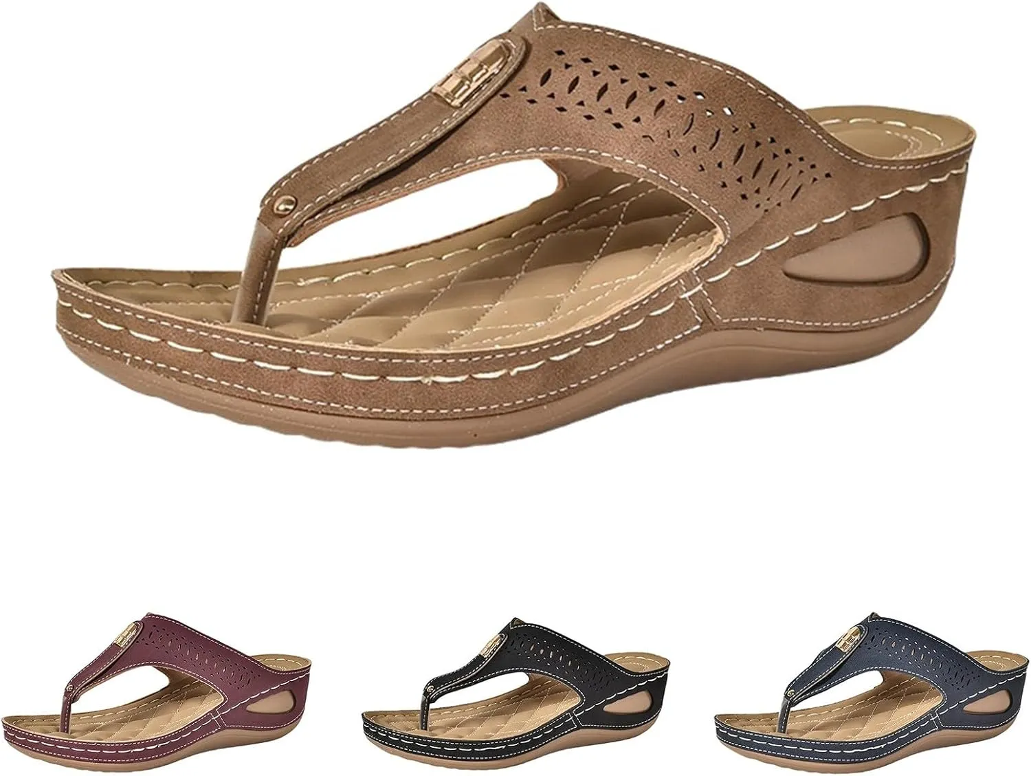 Womens Avylays Orthopedic Sandals,Breathable Mesh Hollow Sports Sandals,Orthopedic Flip-Flops Summer Casual Sandals with Non-Slip Sole,Rhinestones Wedge Heel Thick-Soled Slippers Women