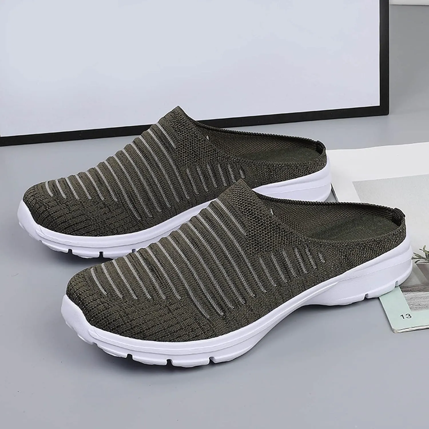 Women's Backless Slip on Mesh Sneakers Shoes Walking Shoes Women Walking Casual Dress Shoes Women Shoes Sneakers Red Tennis Shoe White Loafers
