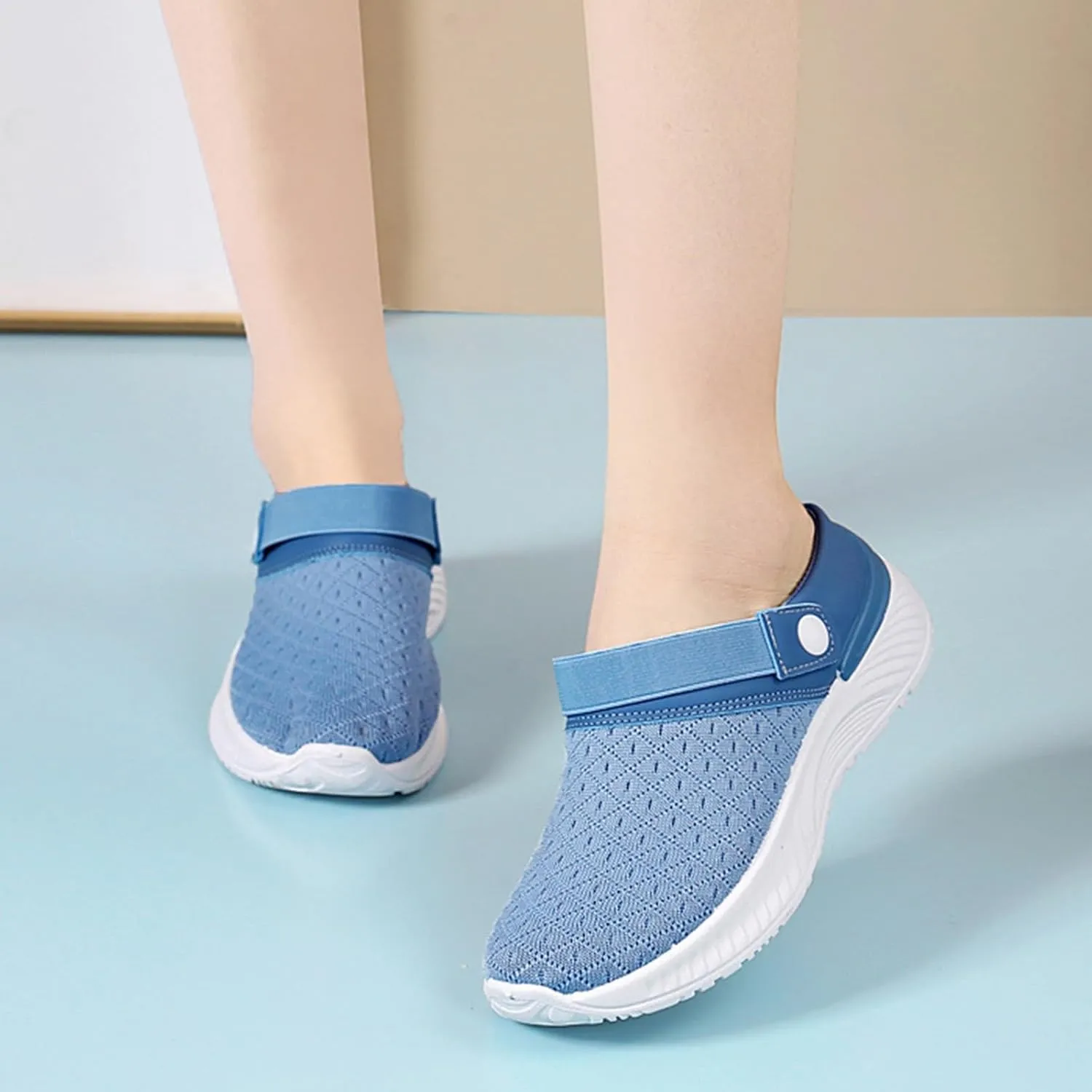 Womens Backless Sneakers Mesh Slip-on Mule Shoes Walking Shoes Women Boots Casual Shoes High Top Sneakers White Tennis Shoe Cross Trainer Shoe