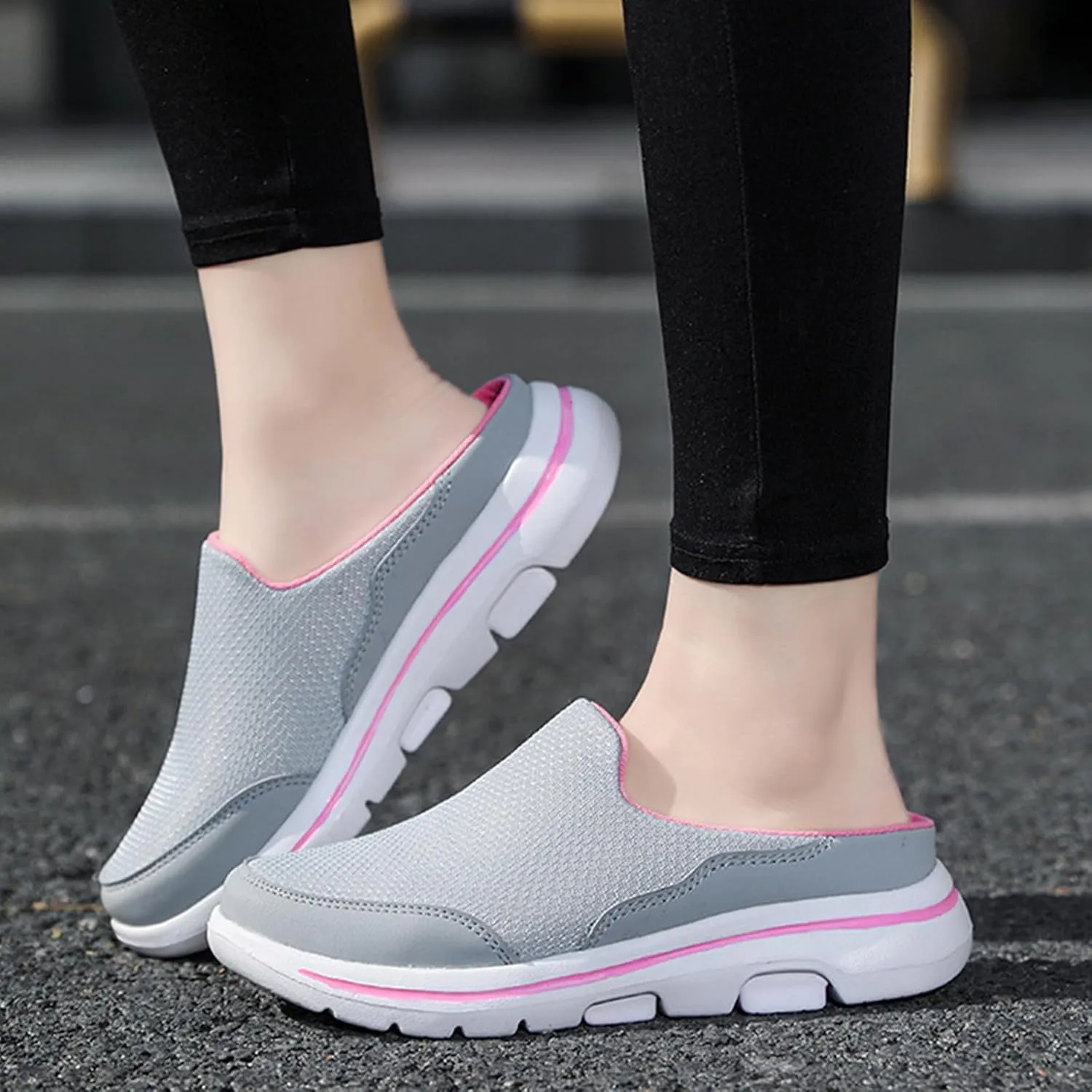 Women's Backless Walking Sneakers Summer Slip-on Mule Shoes Closed Toe Slip On Mesh Breathable Slippers Comfort Lightweight Casual Soft Soles Shoes Going Out Sports Outdoor Trendy Footwear