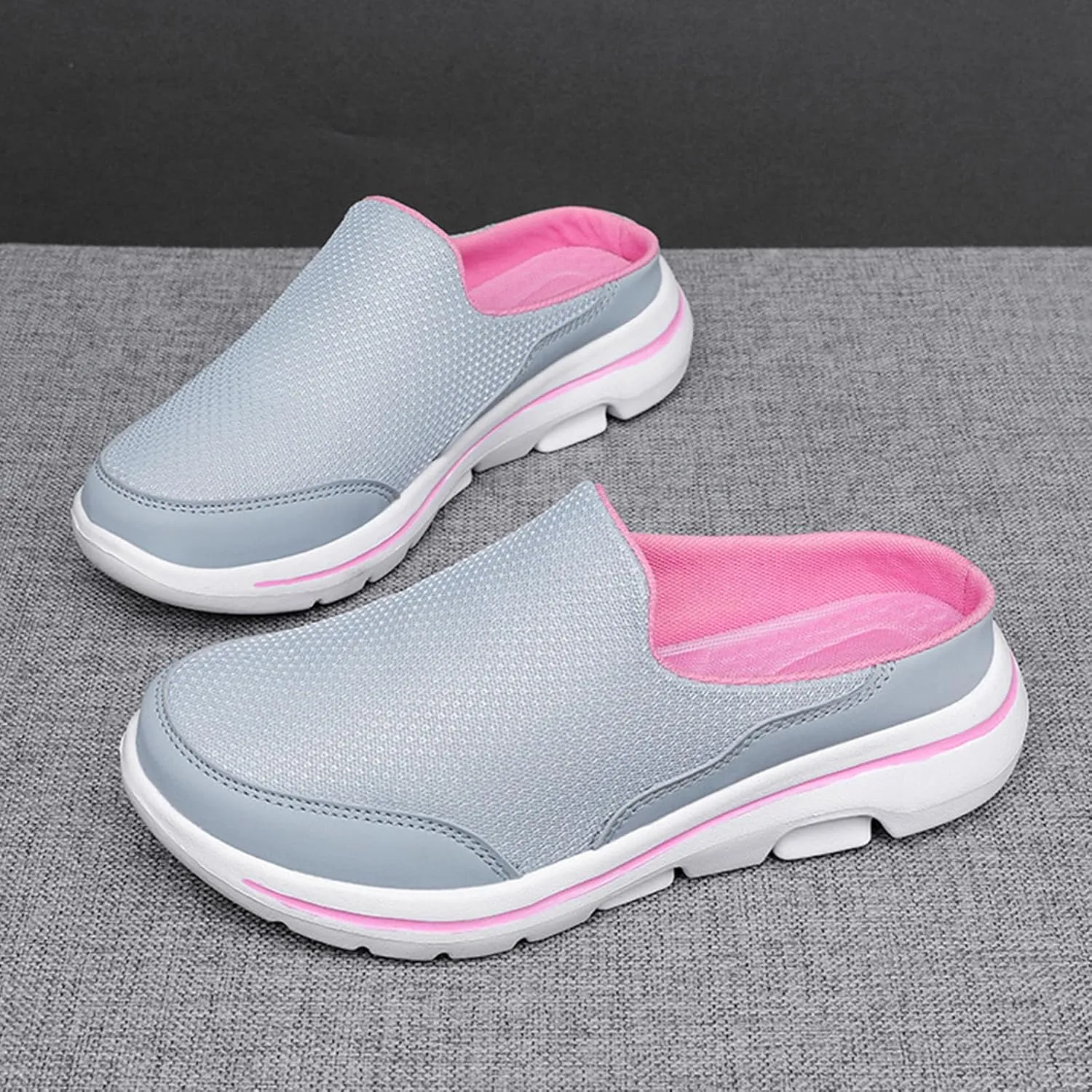 Women's Backless Walking Sneakers Summer Slip-on Mule Shoes Closed Toe Slip On Mesh Breathable Slippers Comfort Lightweight Casual Soft Soles Shoes Going Out Sports Outdoor Trendy Footwear