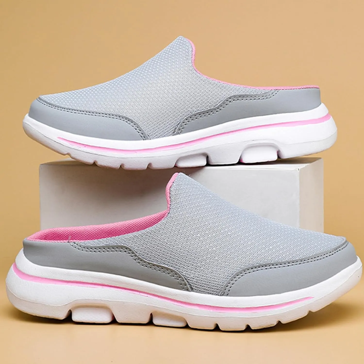 Women's Backless Walking Sneakers Summer Slip-on Mule Shoes Closed Toe Slip On Mesh Breathable Slippers Comfort Lightweight Casual Soft Soles Shoes Going Out Sports Outdoor Trendy Footwear