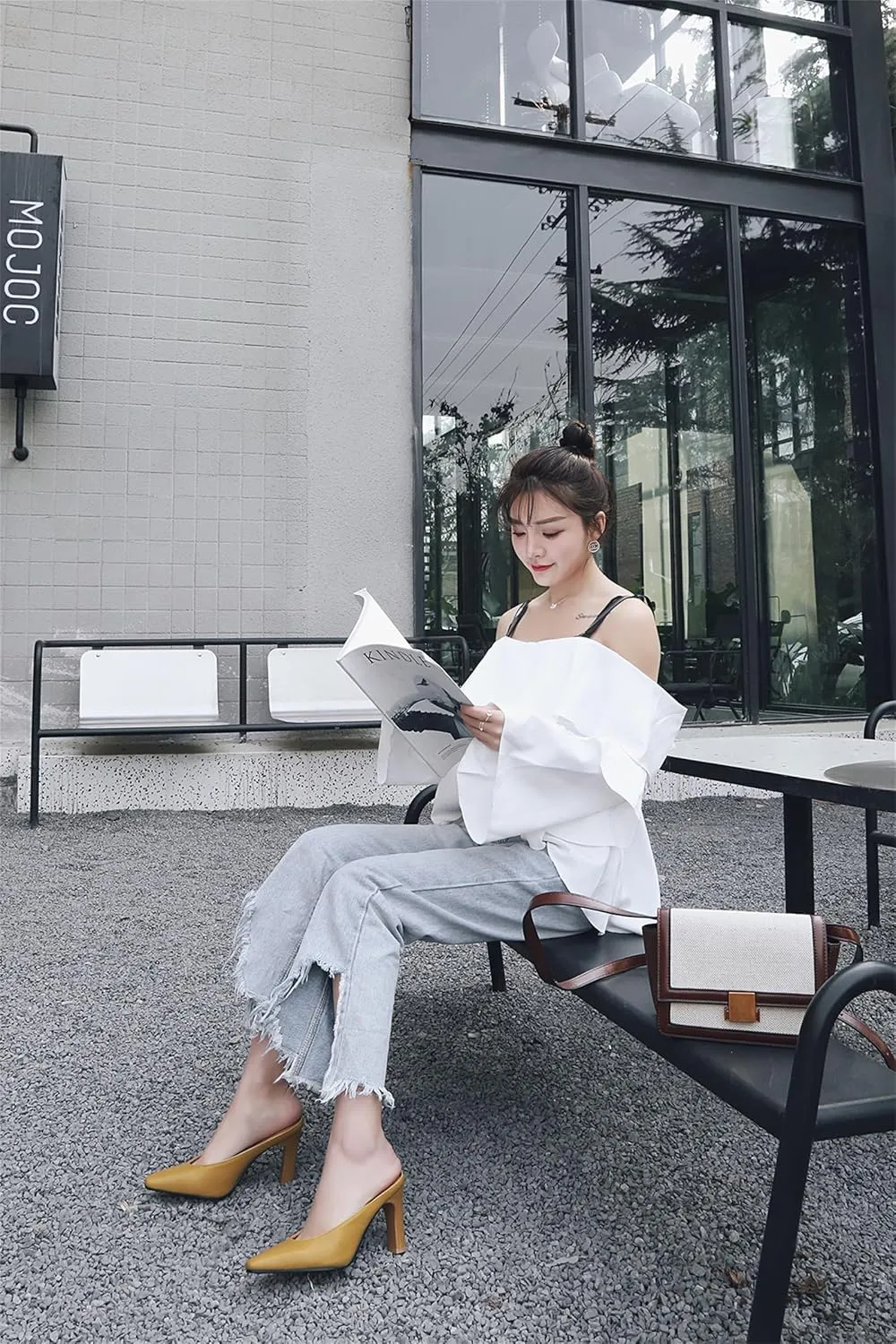 Women's Basic High Chunky Heel Mules for Women Pointed Toe Slip-On Backless Slide Sandals Pumps Work Casual Fashion Business Dress Party Office Comfortable Leather Shoes