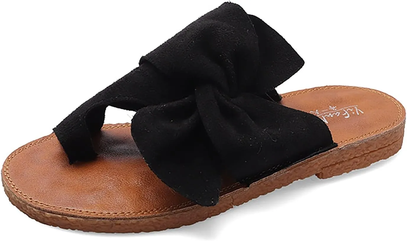 Women's Big Toe Bone Correction Sandals, Summer Bow-knot Flat with Arch Support Non-slip Wear-resistant Beach Travel Slippers, for Women Hallux Valgus Bunion