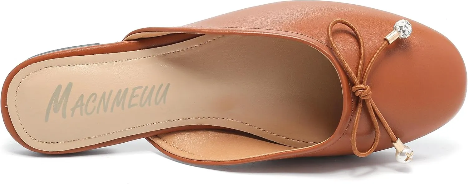 Women's Black Mules: Round Toe, Backless, Slides, Comfortable, Metal Buckle