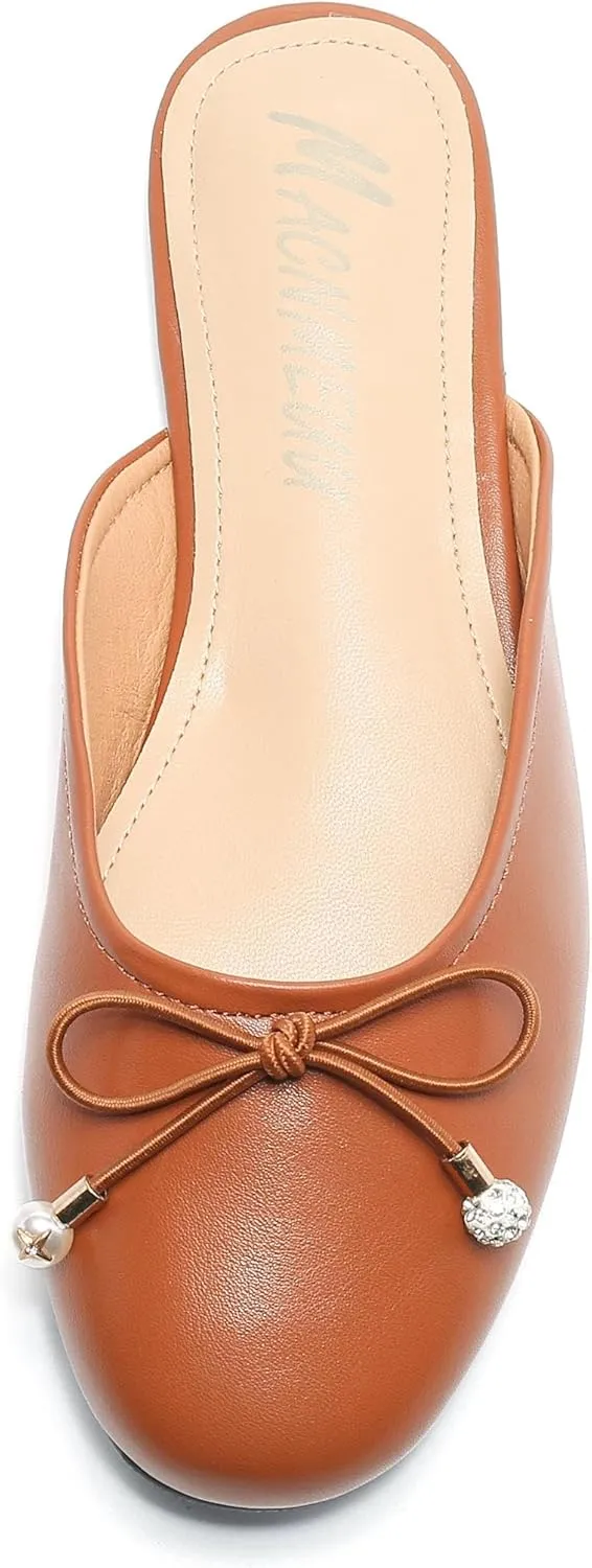 Women's Black Mules: Round Toe, Backless, Slides, Comfortable, Metal Buckle