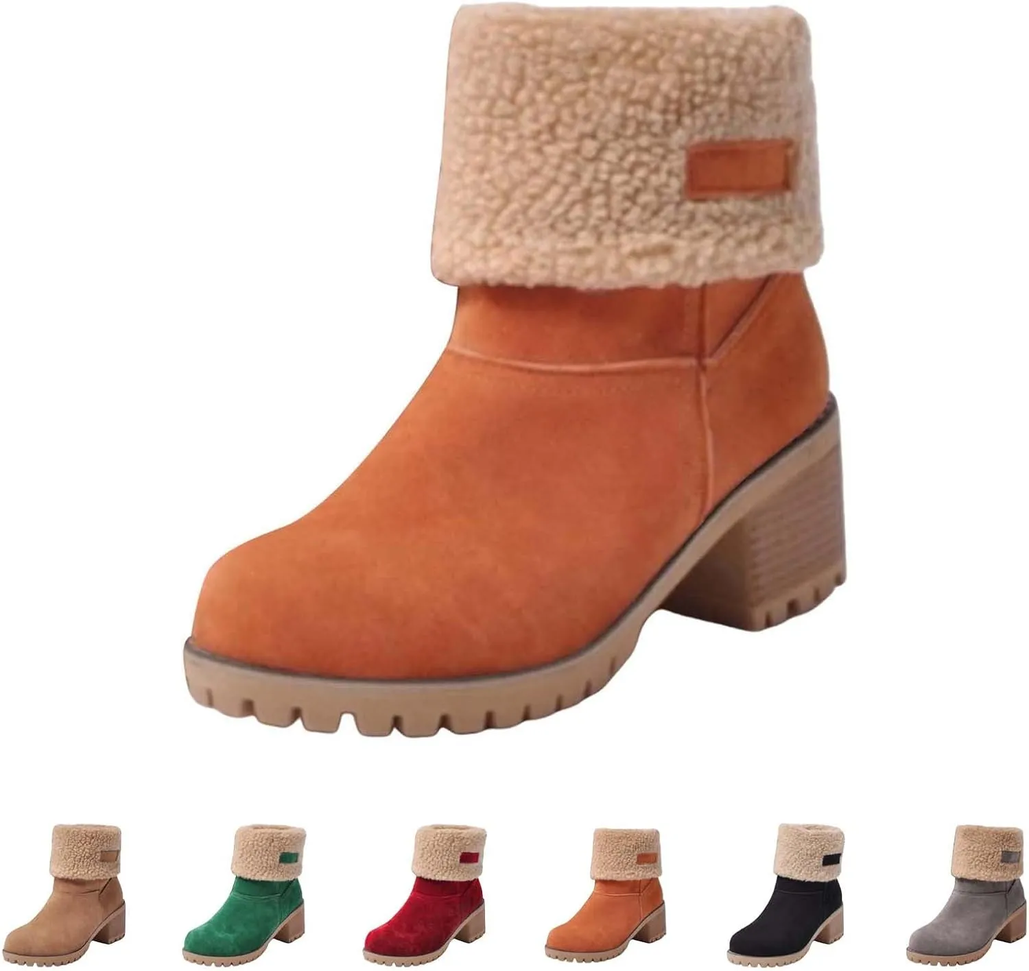 Womens Boots 2024 Winter Warm Snow Boots Ladies Casual Fashion Booties Ankle Boots Womens Mid Calf Boots