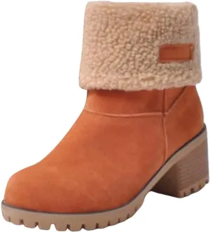 Womens Boots 2024 Winter Warm Snow Boots Ladies Casual Fashion Booties Ankle Boots Womens Mid Calf Boots