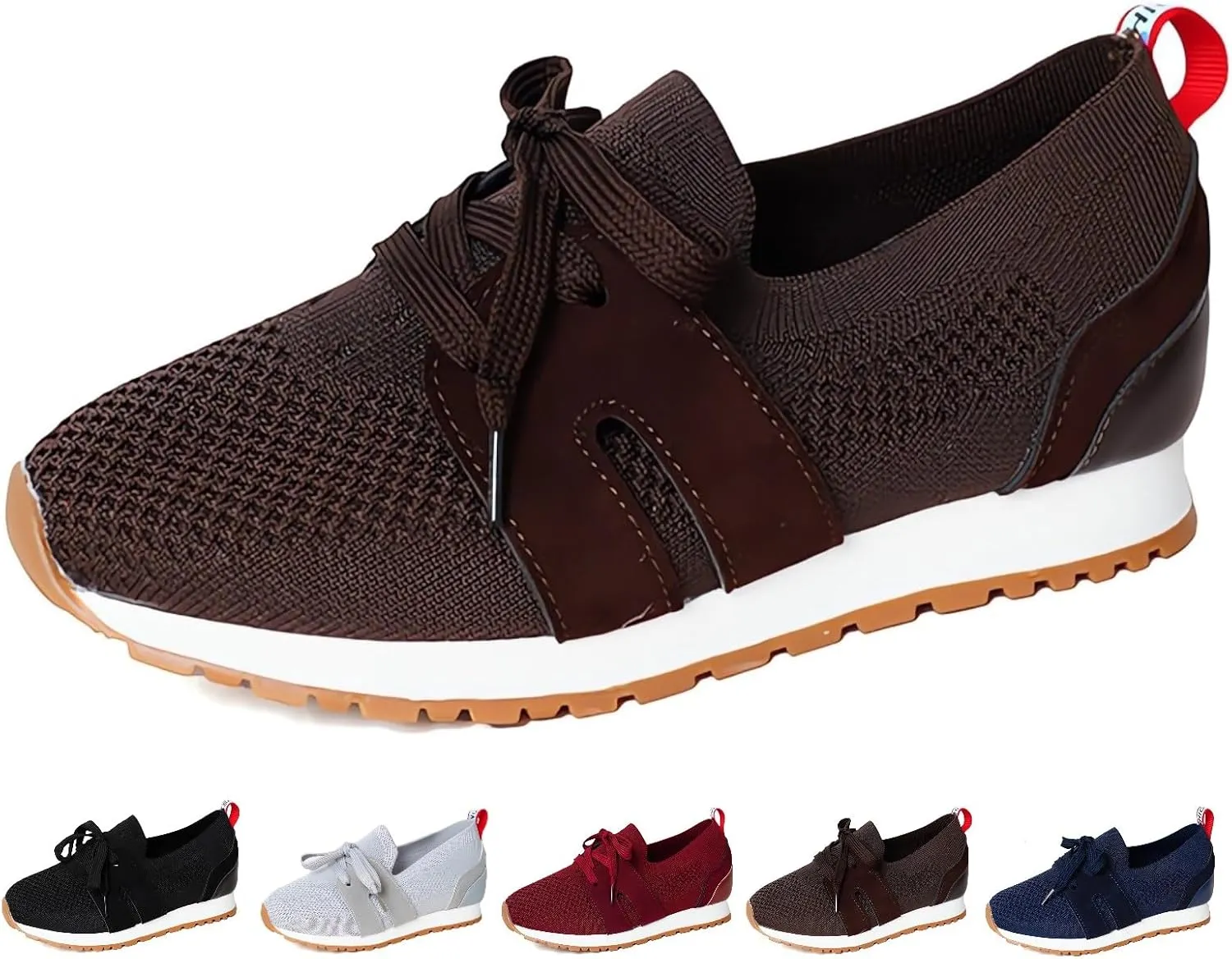 Women's Breathable Flying Woven Sneakers Orthopedic Slip on Go Walking Shoes Comfortable Non Slip Tennis Work Gym Running Memory Foam Arch Shoes