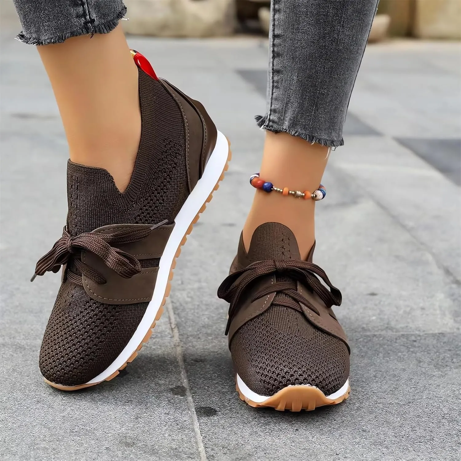 Women's Breathable Flying Woven Sneakers Orthopedic Slip on Go Walking Shoes Comfortable Non Slip Tennis Work Gym Running Memory Foam Arch Shoes