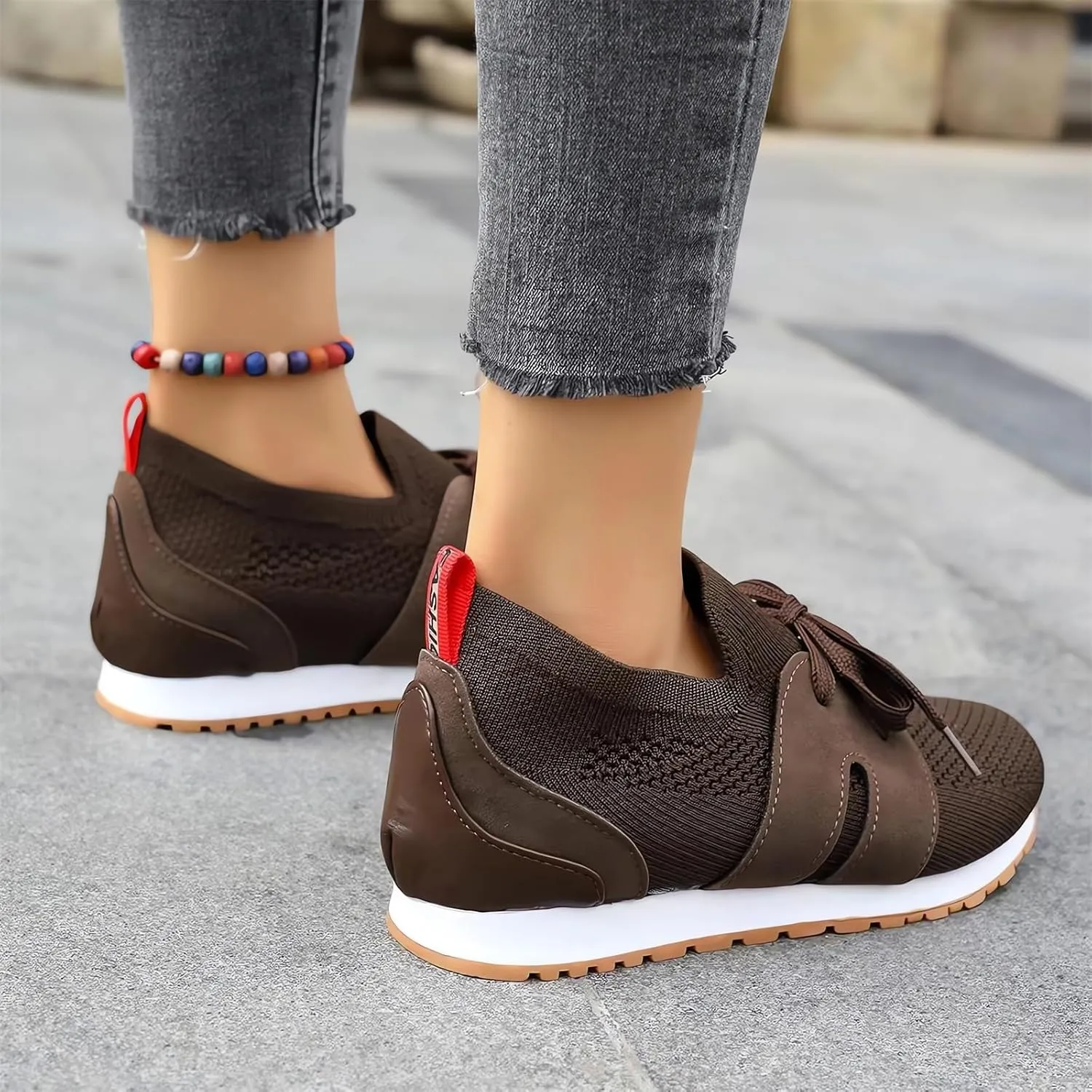 Women's Breathable Flying Woven Sneakers Orthopedic Slip on Go Walking Shoes Comfortable Non Slip Tennis Work Gym Running Memory Foam Arch Shoes