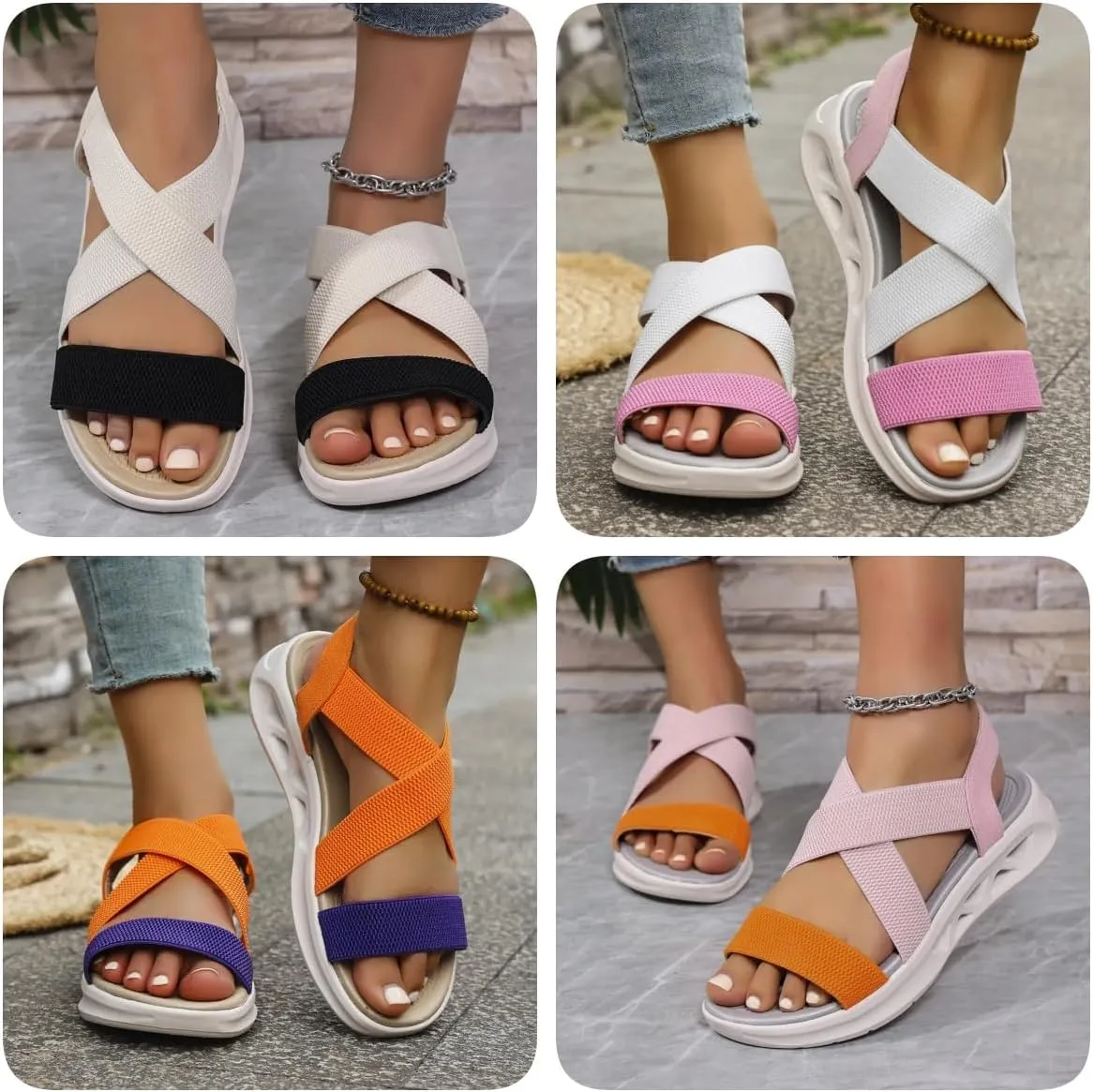 Women's Breathable Thick Sole Casual Orthopedic Sandals,Women's Walking Sandals with Arch Support, for Hiking Work