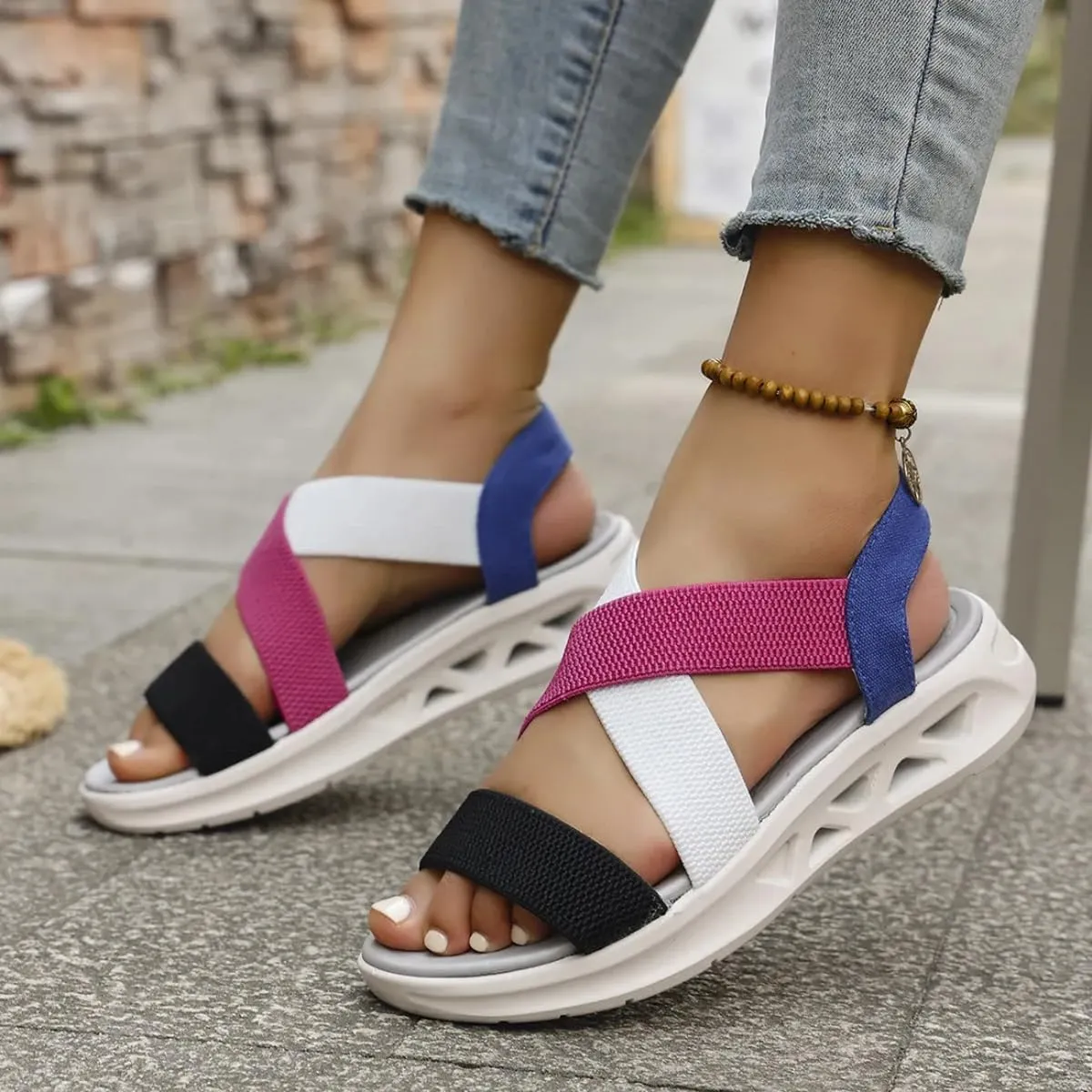 Women's Breathable Thick Sole Casual Orthopedic Sandals,Women's Walking Sandals with Arch Support, for Hiking Work