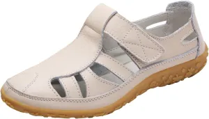 Women's Casual Boho Gladiator Sandals Summer Comfort Soft Sole Closed Toe Ankle Strap Beach Shoes Wide Width Leather Sandals