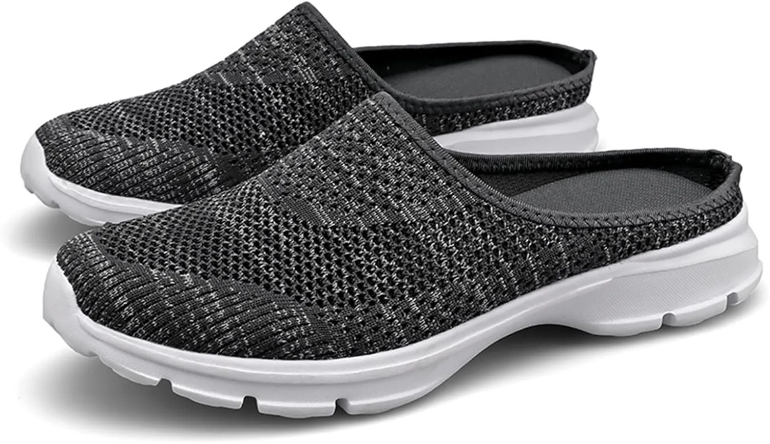 Women's Casual Slip on Half Shoes Breathable Arch Support Walking Mules Shoes Open Back Slip on Flats Non-Slip Sneakers Sandals