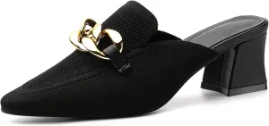 Women's Casual Slip-on Round Toe Flat Mules Shoes (Dark, Adult, Women, 10, Numeric, US Footwear Size System, Medium)