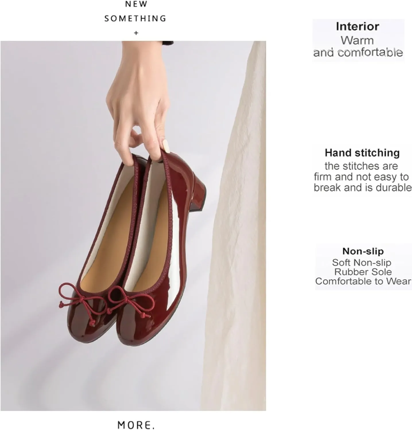 Women's Classic Closed Round Toe Patent Leather Bow Block Heel Loafers - Retro Shallow Slip-On Low Heel Casual Office Dress Shoes
