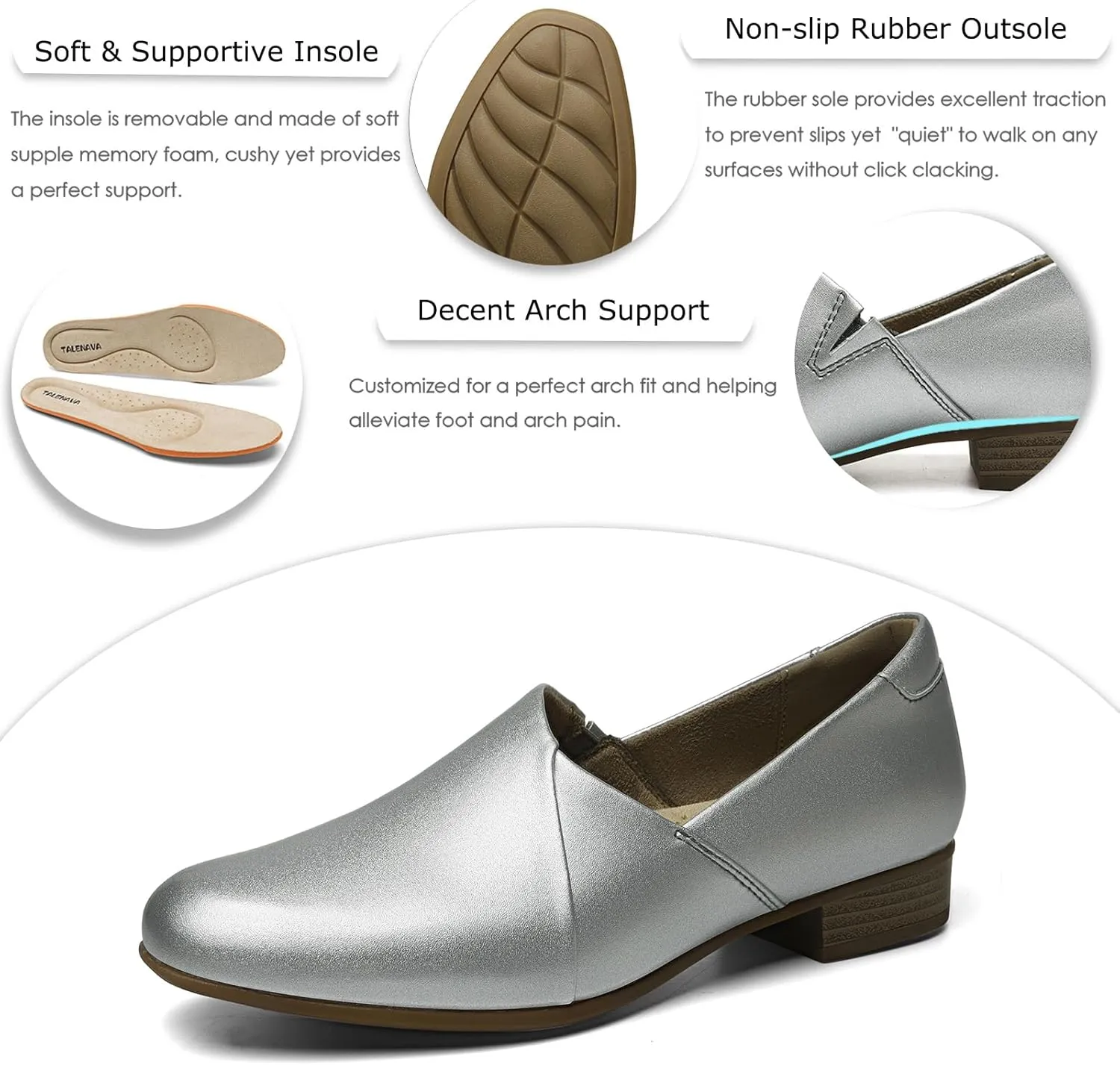 Women's Classic Comfort Dress Shoes Casual Leather Loafers Flats Cute Versatile Slip-Ons Everyday Work Shoes