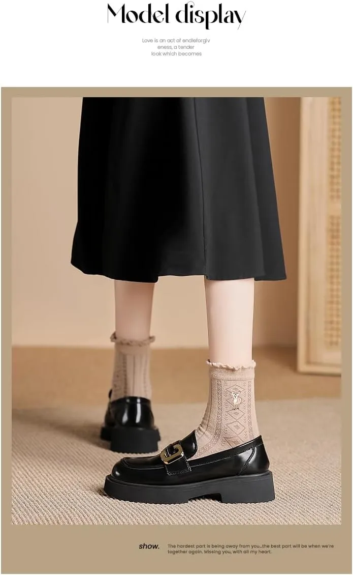 Women's Classic Platform Loafers,Comfortable Round Toe Slip-On Penny Shoes,Business Casual Office Work Formal Shoes