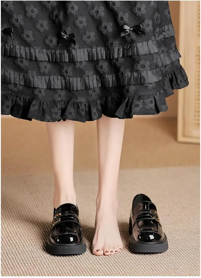 Women's Classic Platform Loafers,Comfortable Round Toe Slip-On Penny Shoes,Business Casual Office Work Formal Shoes