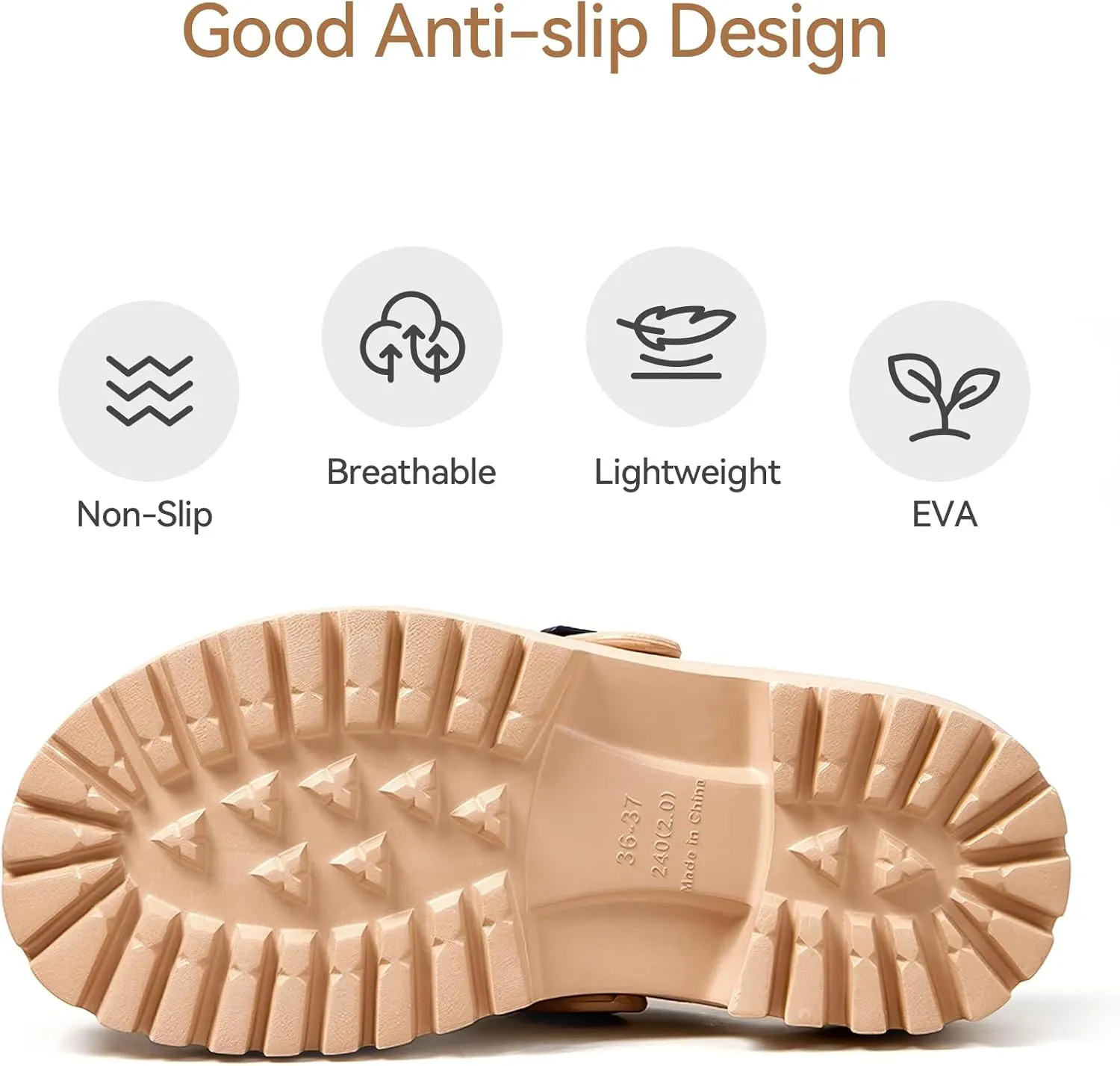 Womens Clogs, Slip on Garden Clog Shoes, Breathable Beach Sandals Adjustable Buckle Arch Support Platform Slides Indoor Outdoor Water Shoes