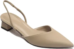 Women's Closed Pointed Toe Mules Sandal,Slingback Slip On Wedding Dress Pumps Fashion Chunky Heels Dress Shoes