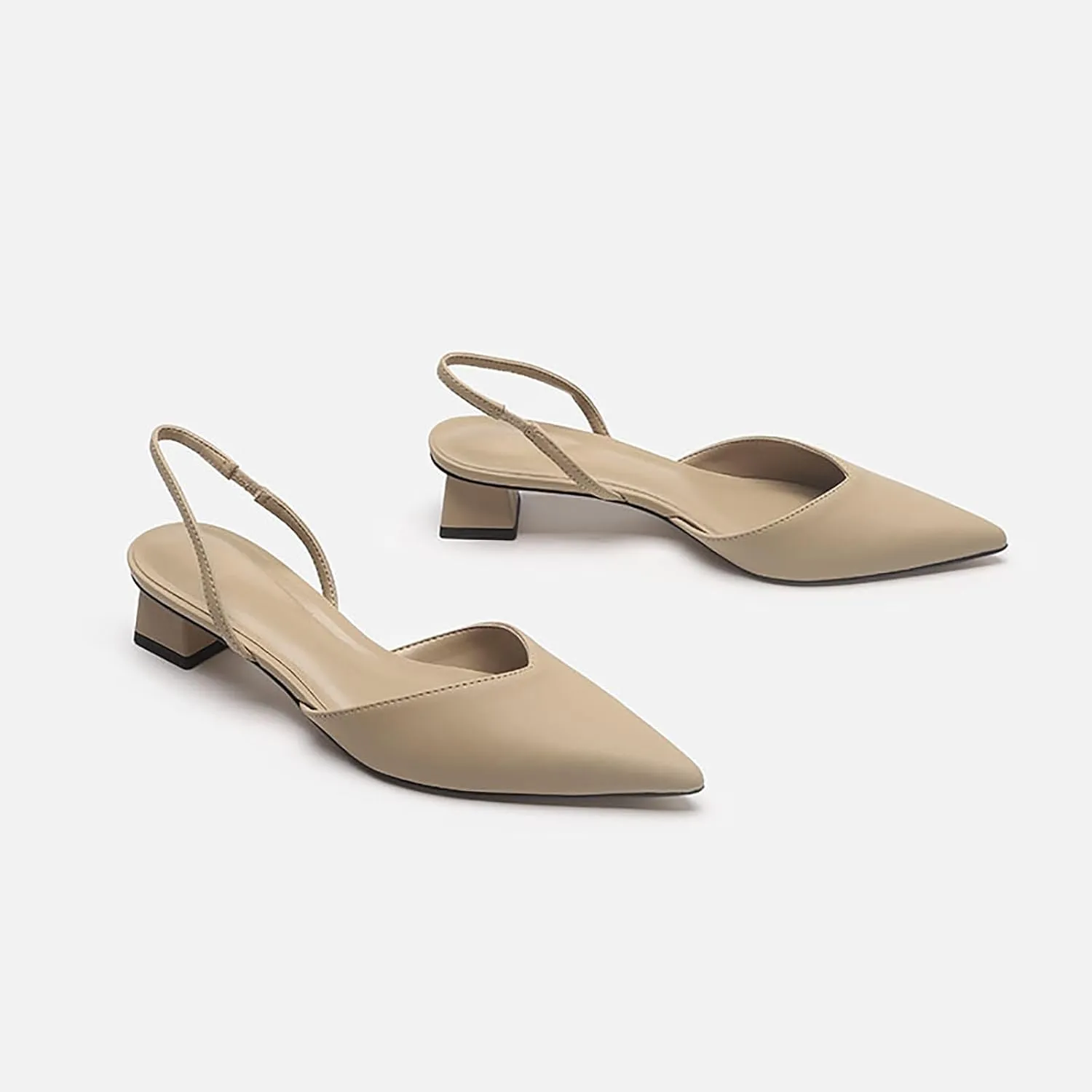 Women's Closed Pointed Toe Mules Sandal,Slingback Slip On Wedding Dress Pumps Fashion Chunky Heels Dress Shoes