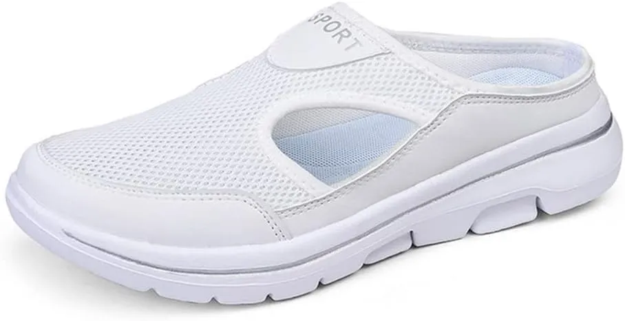 Women's Comfort Breathable Support Sports Sandals, Casual Mesh Slip On Walking Shoes, Orthopedic Shoes for Plantar Fasciitis Women, Lightweight Arch Support Memory Foam Sneaker (White,US 12)