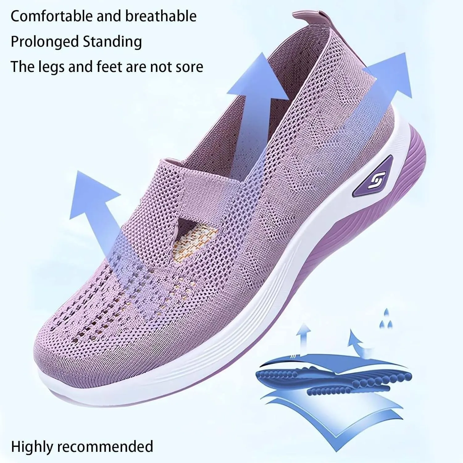 Women's Comfortable Breathable Knitted Sneakers,Zapatos Ortopédicos para Mujer, Orthopedic Walking Soft Shoes Arch Support
