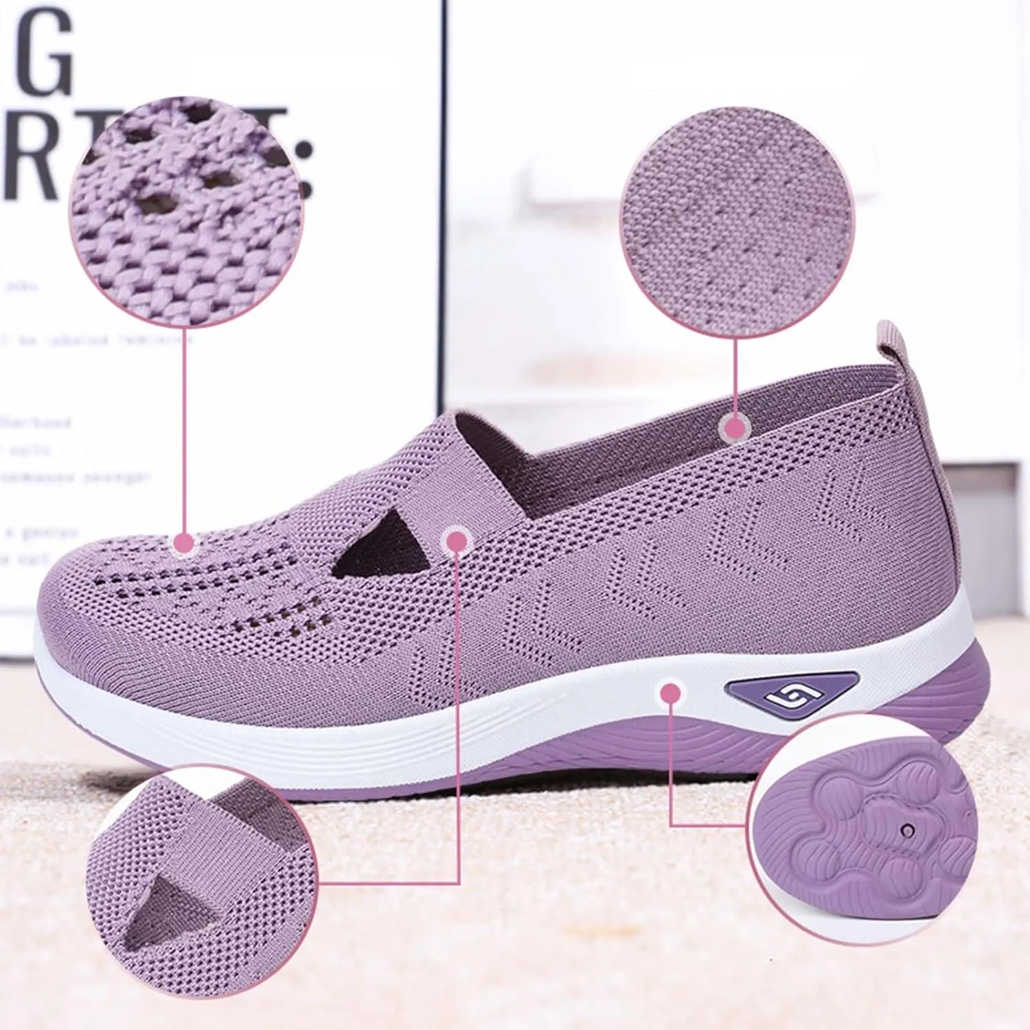 Women's Comfortable Breathable Knitted Sneakers,Zapatos Ortopédicos para Mujer, Orthopedic Walking Soft Shoes Arch Support