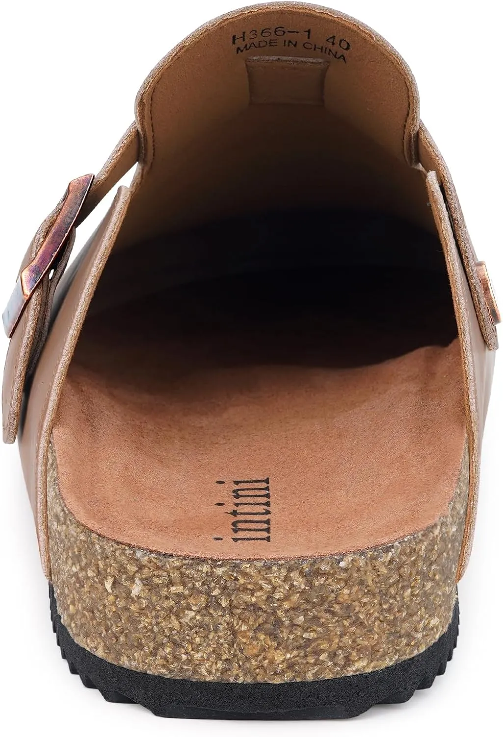 Womens Cork Footbed Clogs Mens PU Leather Mules with Arch Support Adjustable Buckle Comfort Slip On Potato Shoes Unisex Non-Slip Flat Sandals Indoor Outdoor