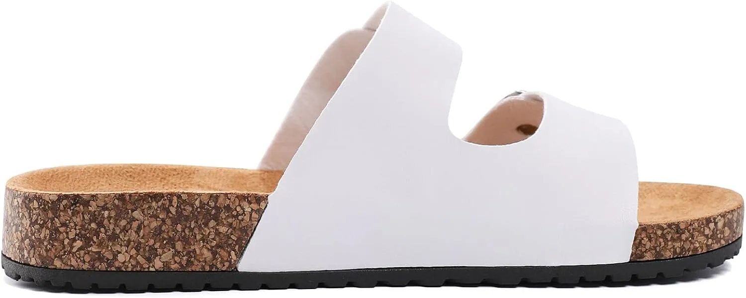 Women's Cork Sandals Comfortable Adjustable Buckle Strap Cork Footbed Arch Support Casual Ease of Wear Outdoor Slide Sandals